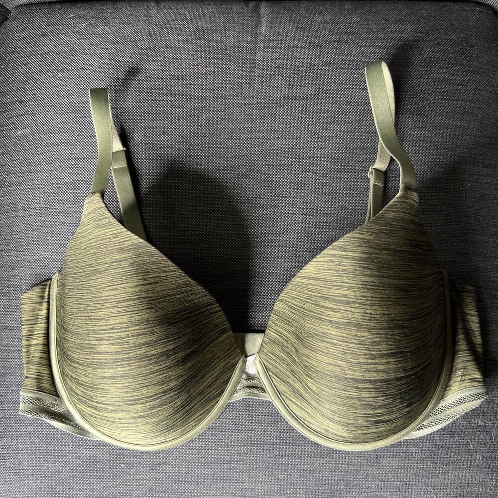 Victoria's Secret Uplift Semi Demi Bra Women 38DD Olive Lightly Lined Underwire